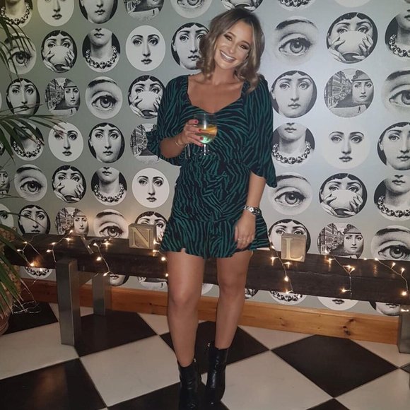 BLOGGER'S FAVE! Zara Ruched Mini Print Dress Green/Black NWT - Picture 11 of 16